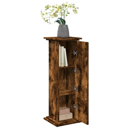 Piedestal med förvaring rökfärgad ek 31x30x90cm konstruerat trä