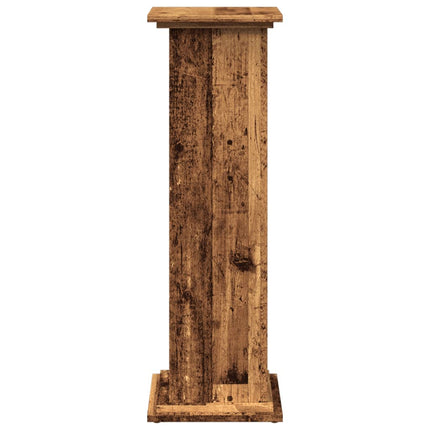 Piedestal med förvaring åldrat trä 31x30x90 cm konstruerat trä