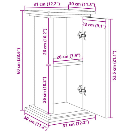 Piedestal med förvaring rökfärgad ek 31x30x60cm konstruerat trä