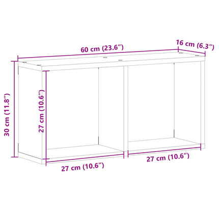 Väggskåp 60x16x30 cm svart konstruerat trä