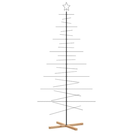 Julgran i metall med träbas svart 210 cm