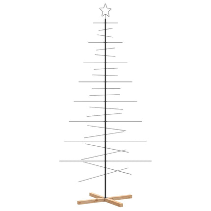 Julgran i metall med träbas svart 210 cm