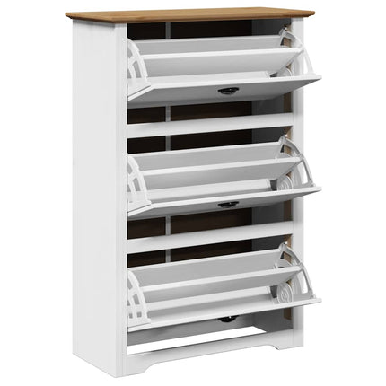 Skohylla BODO vit och brun 80x35x118 cm