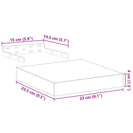 Svävande hyllor 4 st 23x23,5x4 cm konstruerat trä