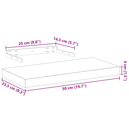 Svävande hylla 50x23,5x4 cm konstruerat trä