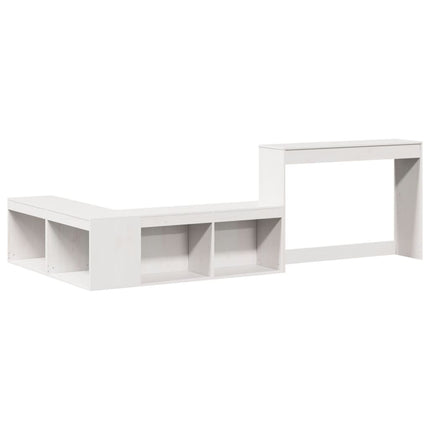 Sängbord med skrivbord vit 232x122x75 cm massivt trä furu