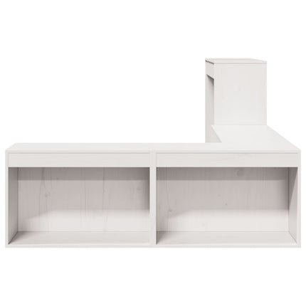 Sängbord med skrivbord vit 232x122x75 cm massivt trä furu