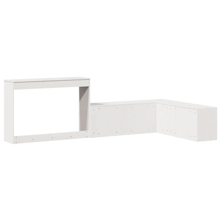 Sängbord med skrivbord vit 232x122x75 cm massivt trä furu