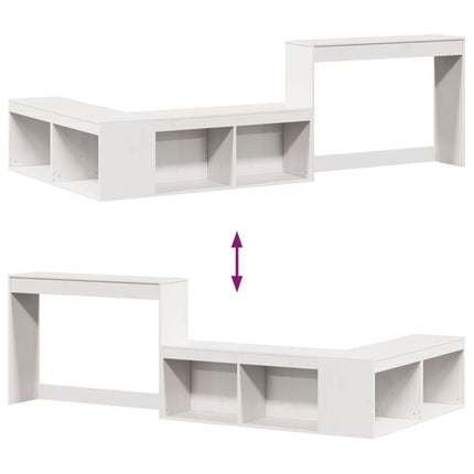 Sängbord med skrivbord vit 232x122x75 cm massivt trä furu