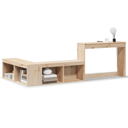 Sängskåp med skrivbord 222x107x75 cm massiv furu