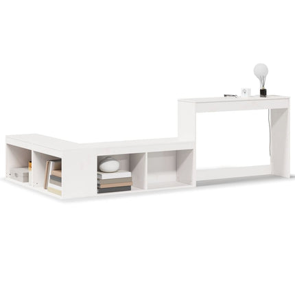 Sängskåp med skrivbord vit 222x107x75 cm massiv furu