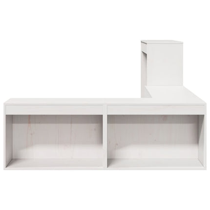 Sängskåp med skrivbord vit 222x107x75 cm massiv furu