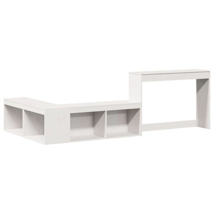 Sängskåp med skrivbord vit 232x112x75 cm massiv furu
