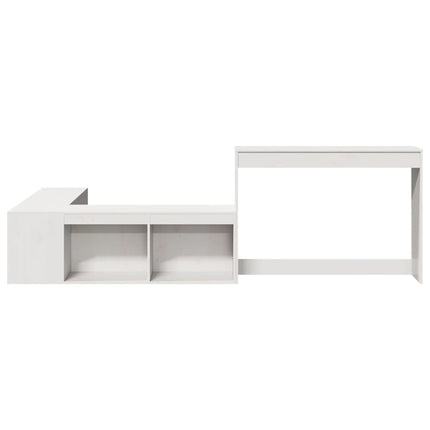 Sängskåp med skrivbord vit 232x112x75 cm massiv furu