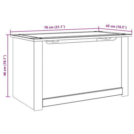 Förvaringslåda med lock PANAMA 79x42x46 cm massiv furu