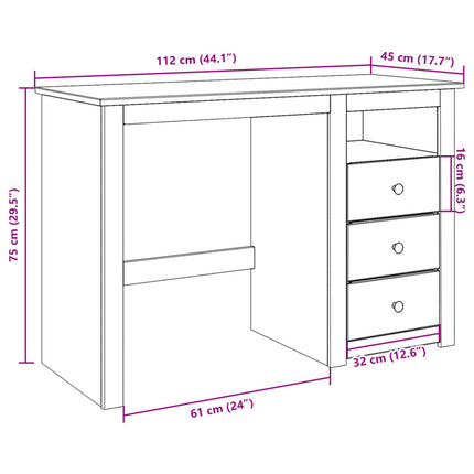 Skrivbord PANAMA 112x45x75 cm massiv furu