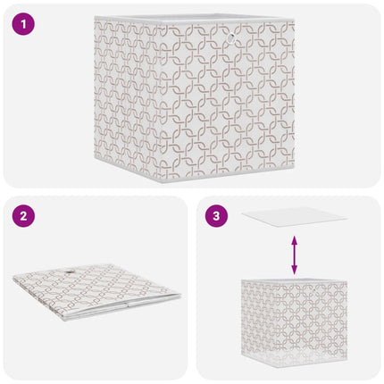 Vikbar förvaringslådor 4 st gräddvit 32x32x32 cm non-woven tyg