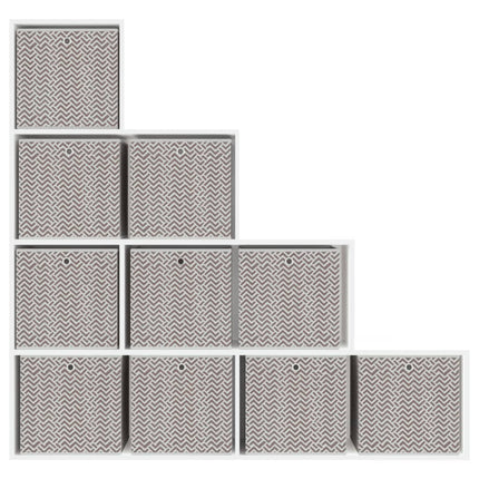 Vikbar förvaringslådor 10 st brun 32x32x32 cm non-woven tyg