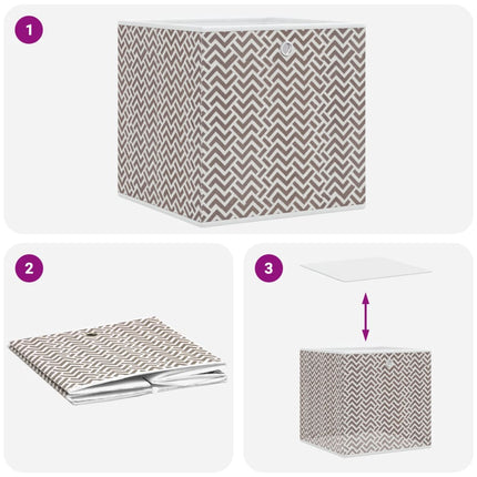 Vikbar förvaringslådor 10 st brun 32x32x32 cm non-woven tyg