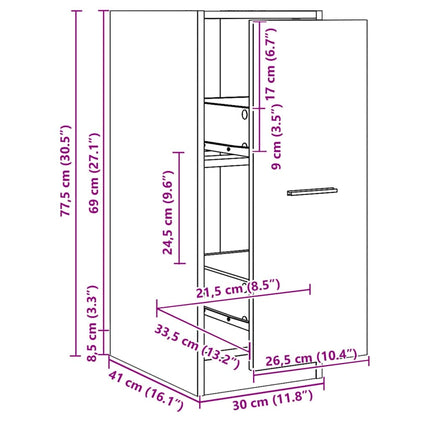 Apoteksskåp ek 30x41x77,5 cm konstruerat trä