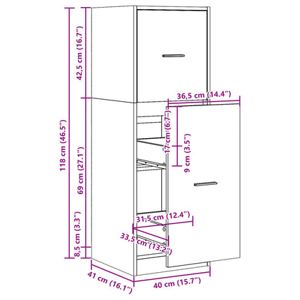 Apoteksskåp sonoma-ek 40x41x118 cm konstruerat trä
