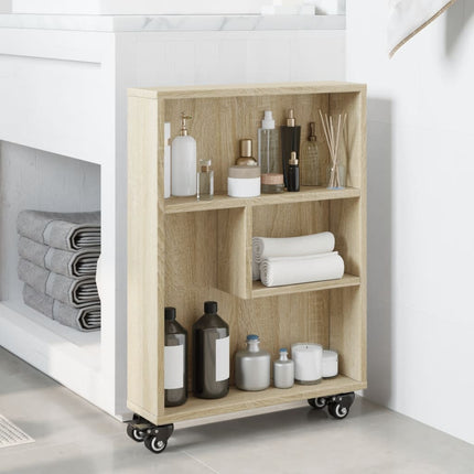 Smal förvaringsvagn Sonoma ek 48x13x68 cm konstruerat trä