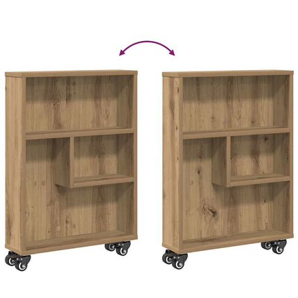 Smal förvaringsvagn ek 48x13x68 cm konstruerat trä