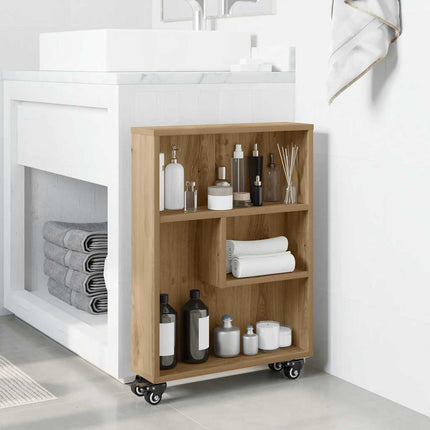 Smal förvaringsvagn ek 48x13x68 cm konstruerat trä