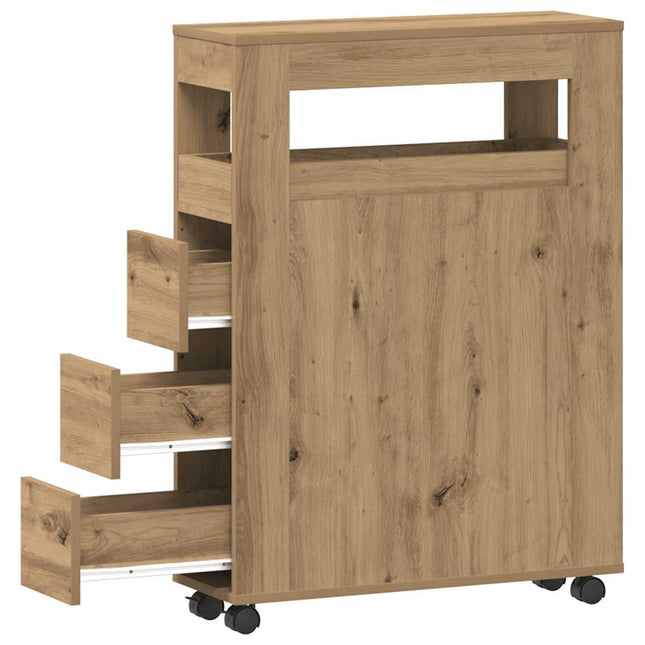 Smalt badrumsskåp med hjul ek konstruerat trä