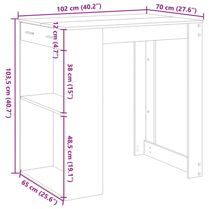 Barbord artisian-ek 102x70x103,5 cm konstruerat trä