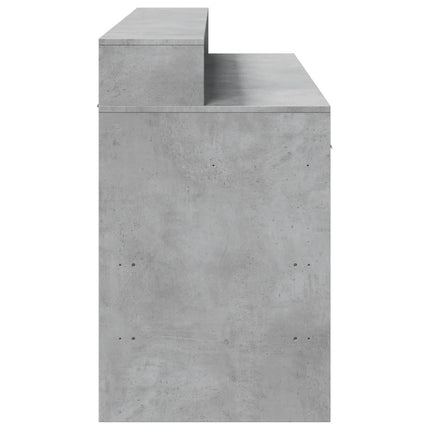 Skrivbord med LED betonggrå 140x55x91 cm konstruerat trä