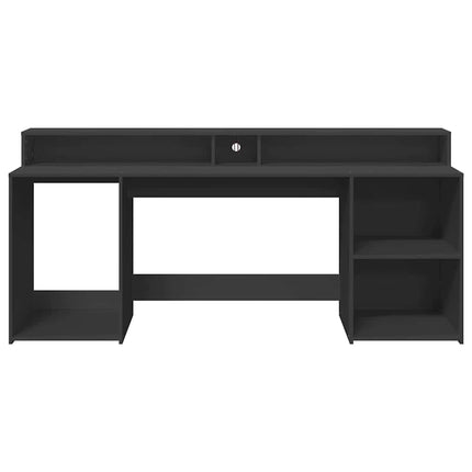 Skrivbord med LED svart 200x55x91 cm konstruerat trä