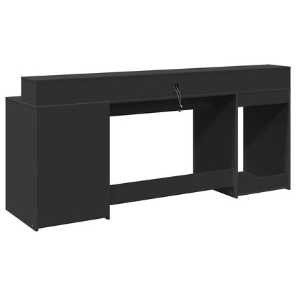 Skrivbord med LED svart 200x55x91 cm konstruerat trä