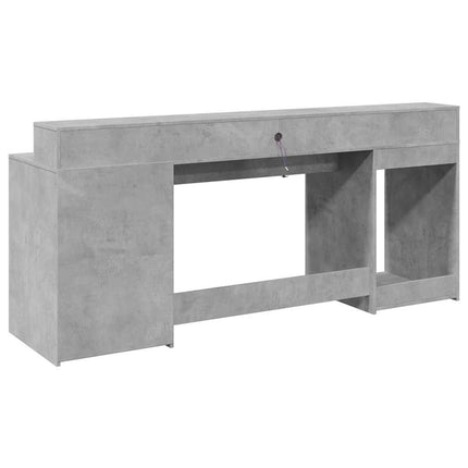 Skrivbord med LED betonggrå 200x55x91 cm konstruerat trä
