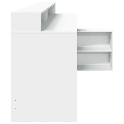 Skrivbord med LED vit 200x104x91 cm konstruerat trä