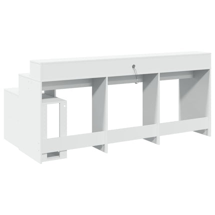 Skrivbord med LED vit 200x104x91 cm konstruerat trä