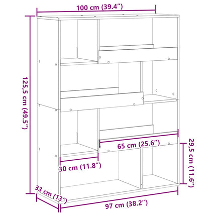 Rumsavdelare betonggrå 100x33x125,5 cm konstruerat trä