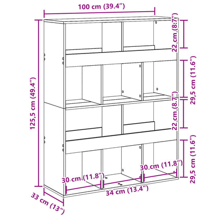 Rumsavdelare sonoma-ek 100x33x125,5 cm konstruerat trä