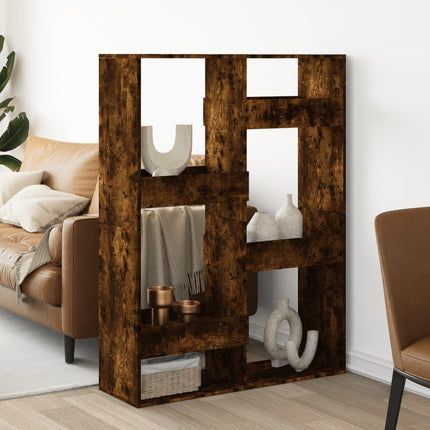 Rumsavdelare rökfärgad ek 100x33x135 cm konstruerat trä