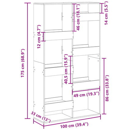 Rumsavdelare brun ek 100x33x175 cm konstruerat trä