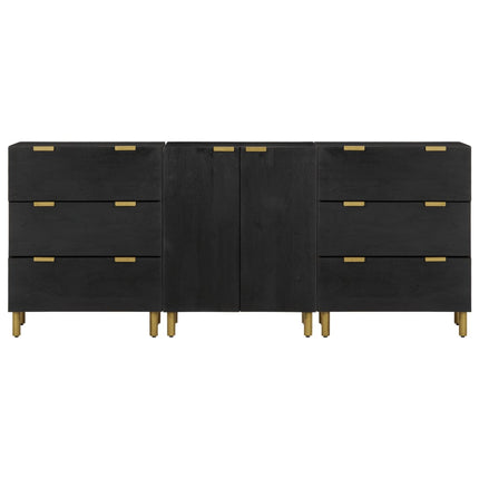 Skänk 3 Delar Svart Konstruerat Trä