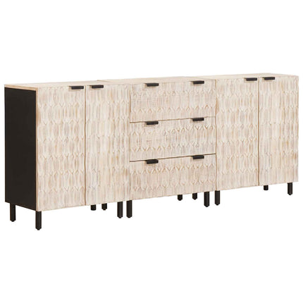 Sideboard 3 pcs Vit Tvätt Finish 180 x 33 x 75 cm