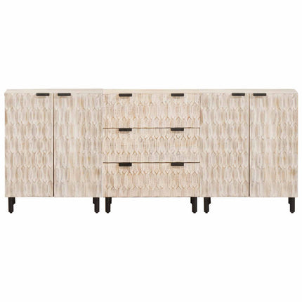 Sideboard 3 st 60 x 33 x 75 cm Massivt mangoträ