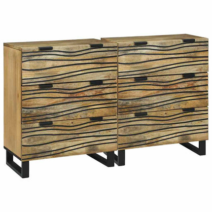 Skänksats 2 pcs Naturfärg 120 x 33,5 x 75 cm Massivt mangoträ