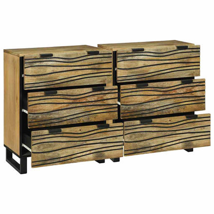 Skänksats 2 pcs Naturfärg 120 x 33,5 x 75 cm Massivt mangoträ