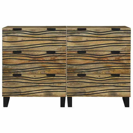 Skänksats 2 pcs Naturfärg 120 x 33,5 x 75 cm Massivt mangoträ