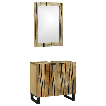 Badrumsskåpsset 2 pcs Naturlig Massivt mangoträ