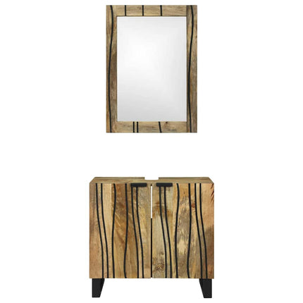 Badrumsskåpsset 2 pcs Naturlig Massivt mangoträ