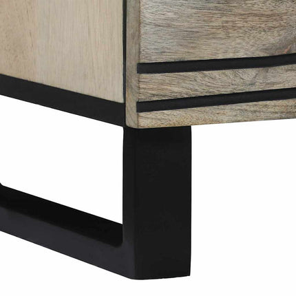 Skänksats 2 pcs Vit 120 x 33,5 x 75 cm Massivt mangoträ