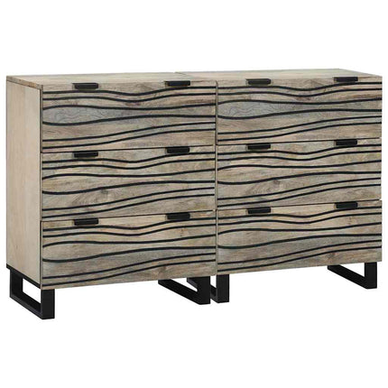 Skänksats 2 pcs Vit 120 x 33,5 x 75 cm Massivt mangoträ